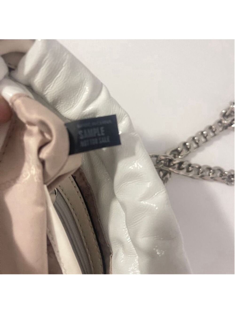 Michael Kors Lina Small Cinch Drawstring Bag Leather Optic White - Picture 7 of 8